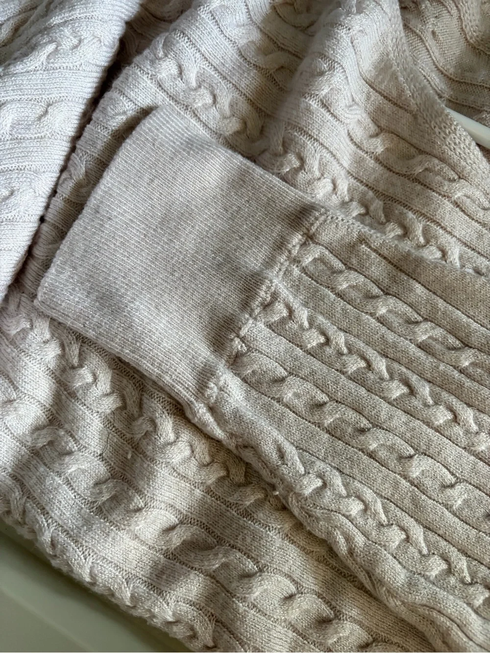 Market & Spruce Women's Light Pink Cream Cable-Textured Scoop Neck Sweater